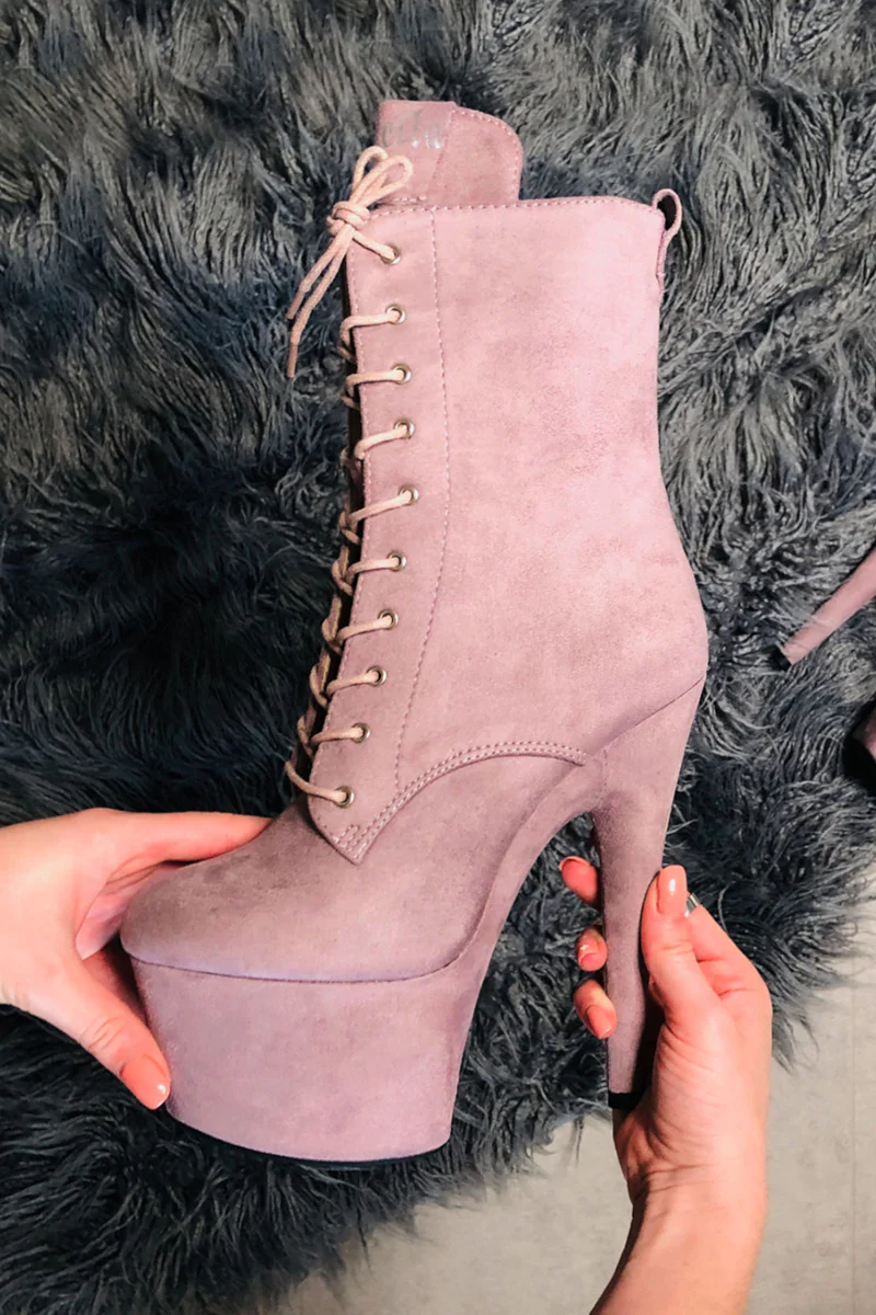 Hella Heels BabyDoll 7inch Boots - Lilac Mink (UK2 ONLY)