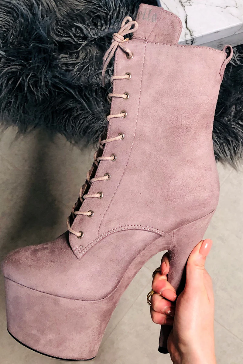 Hella Heels BabyDoll 7inch Boots - Lilac Mink (UK2 ONLY) - Image 2