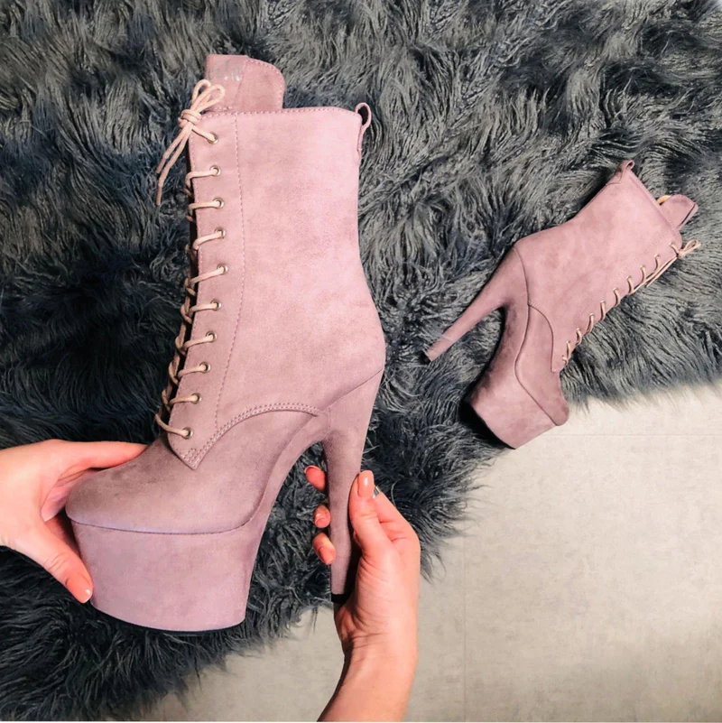 Hella Heels BabyDoll 7inch Boots - Lilac Mink (UK2 ONLY) - Image 4
