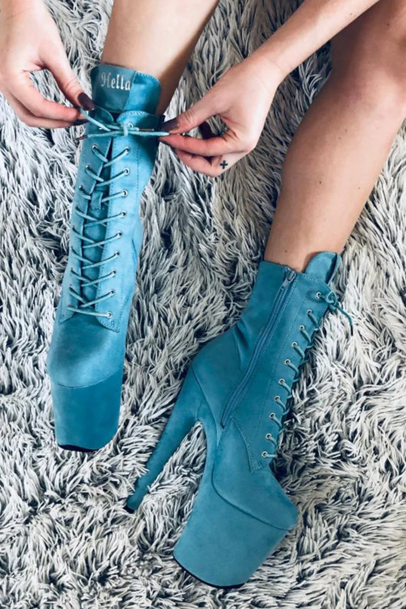 Hella Heels BabyDoll 8inch Boots - Baby Blue - Image 3