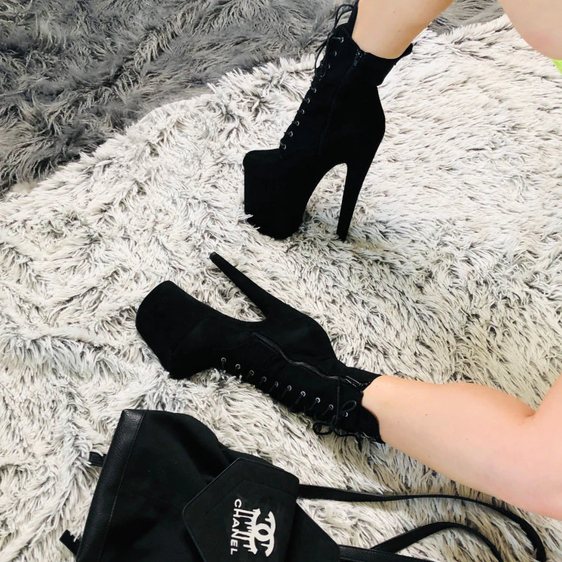 Hella Heels BabyDoll 8inch Boots - Black - Image 4