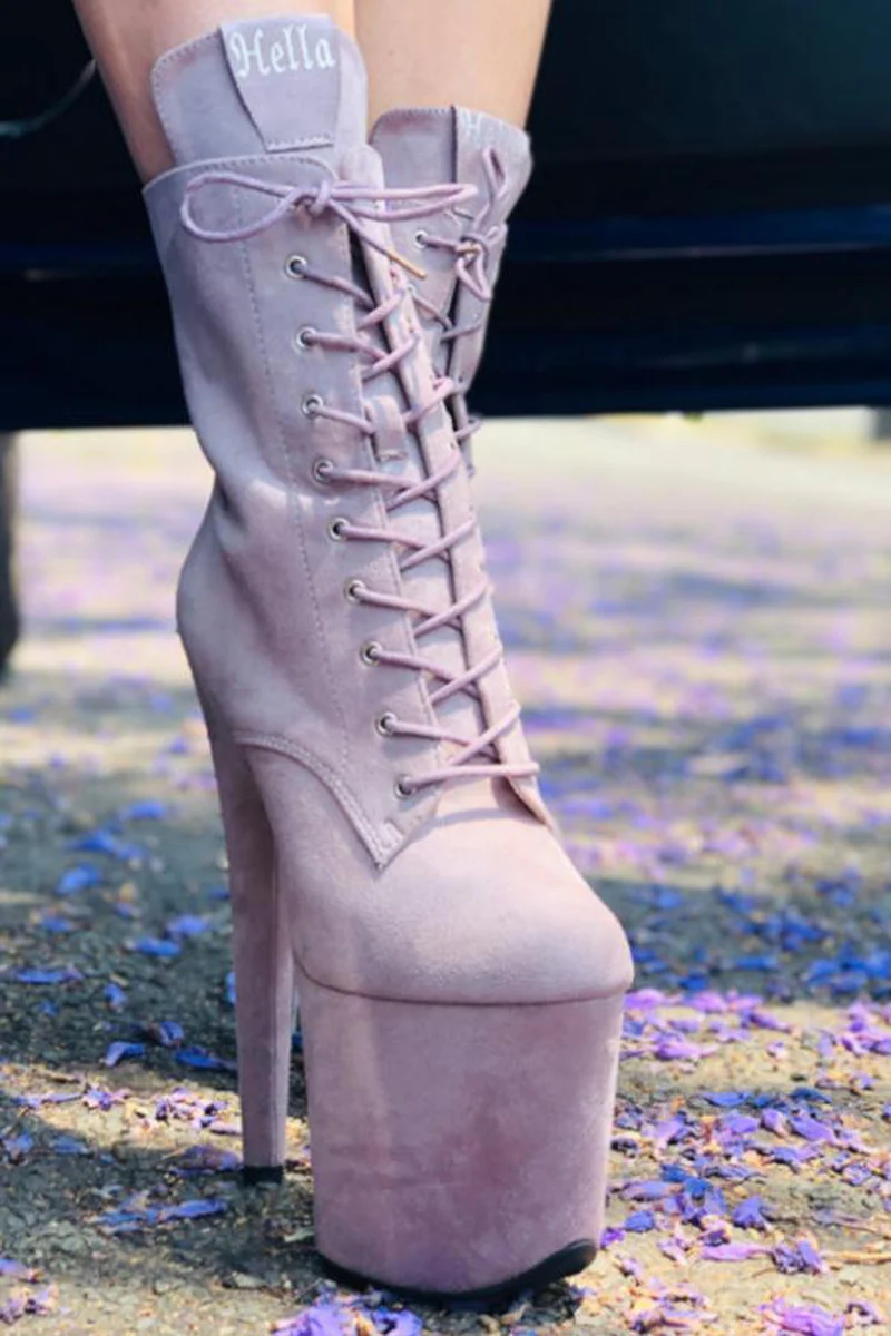Hella Heels BabyDoll 8inch Boots - Lilac Mink (UK2/3 ONLY) - Image 2