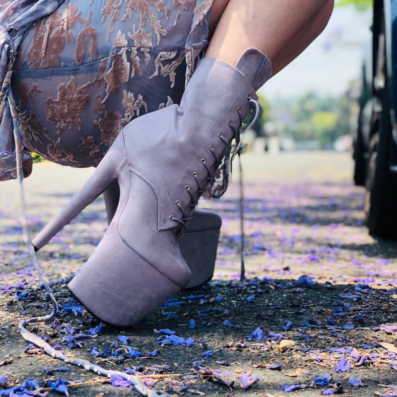 Hella Heels BabyDoll 8inch Boots - Lilac Mink (UK2/3 ONLY) - Image 5