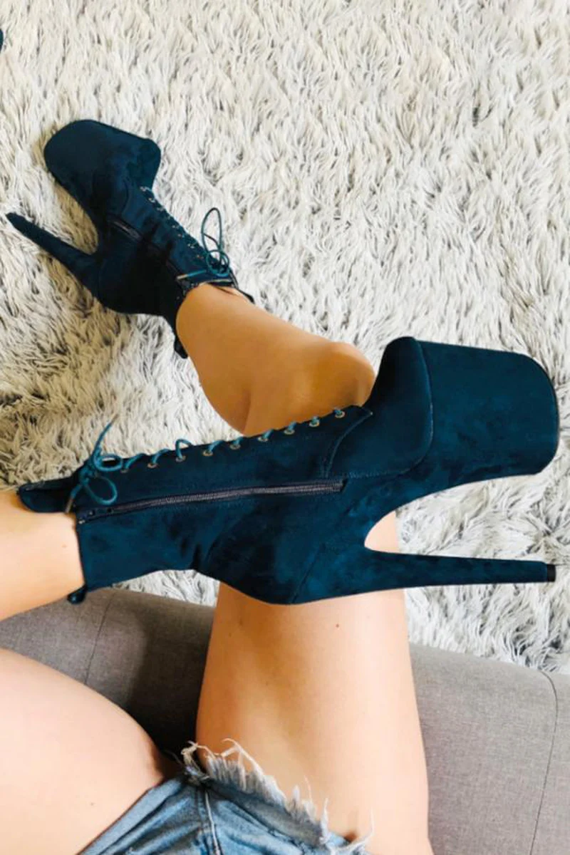 Hella Heels BabyDoll 8inch Boots - Teal - Image 2