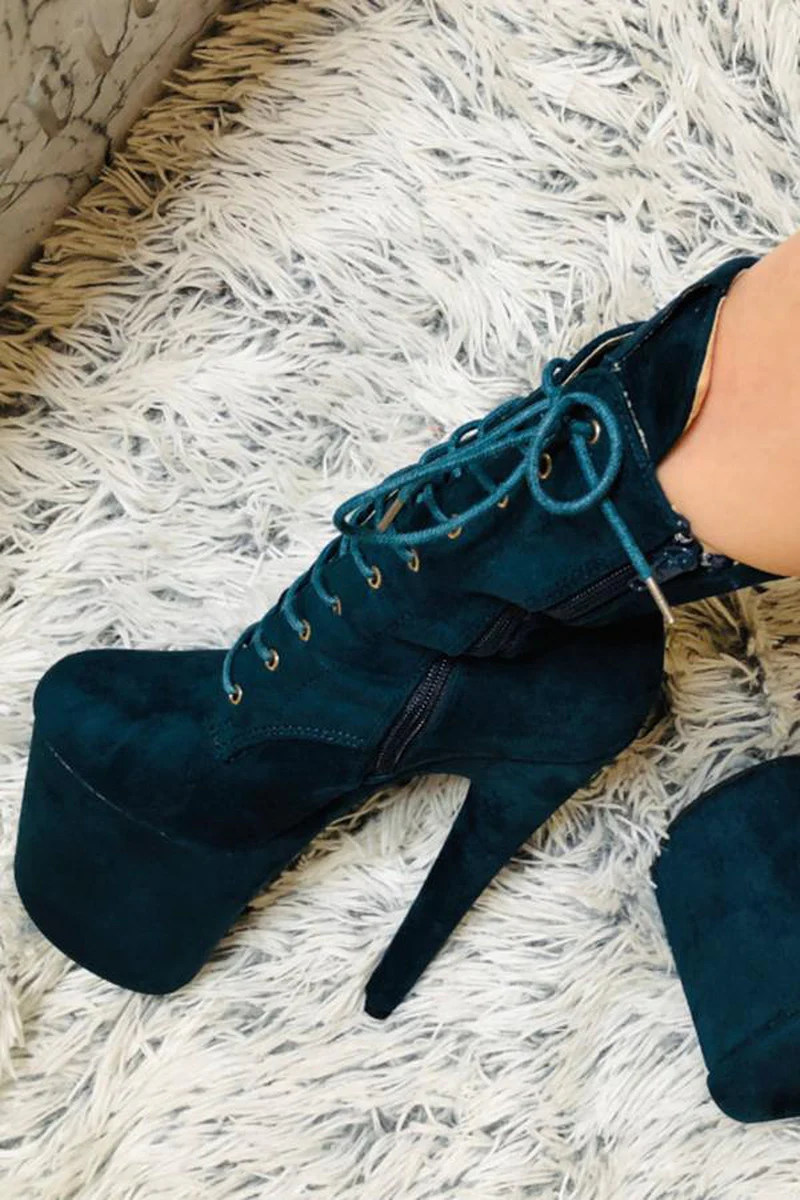 Hella Heels BabyDoll 8inch Boots - Teal - Image 3
