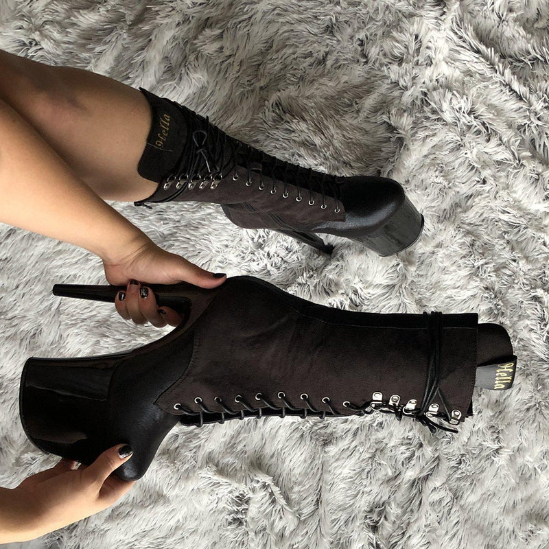 Hella Heels Blaq Kicks 8inch Boots - Black - Image 4
