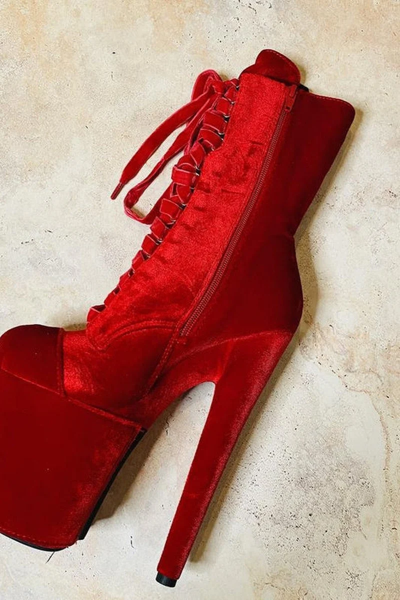 Hella Heels Classique 7Inch Velvet Boot Protector - Bad Blood - Image 2