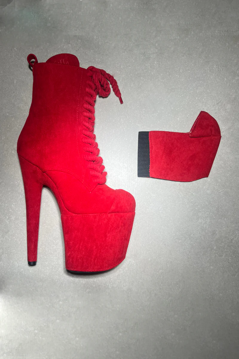 Hella Heels Classique 8inch Babydoll All Tied Up Boot Protector - Red - Image 2