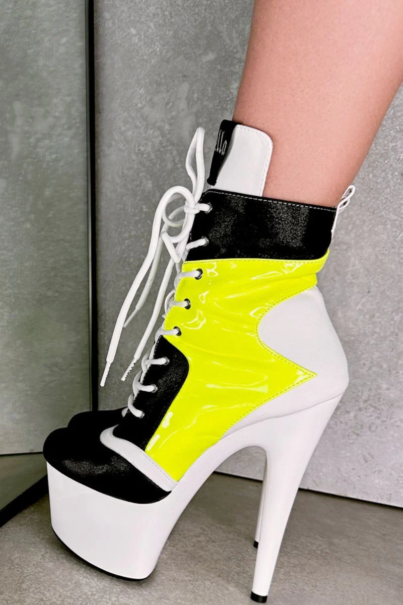 Hella Heels EmpireKicks 7inch Ankle Boots - Atomic Neon Yellow - Image 3