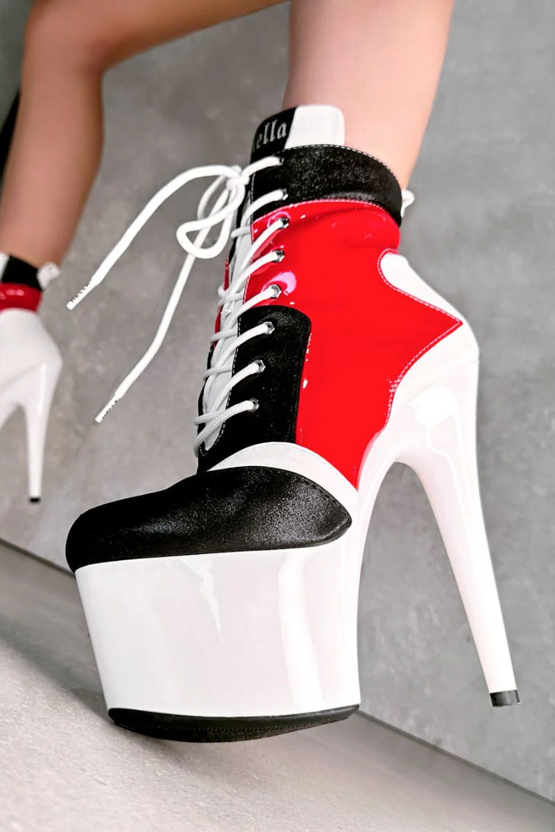 Hella Heels EmpireKicks 7inch Ankle Boots - Atomic Red - Image 3