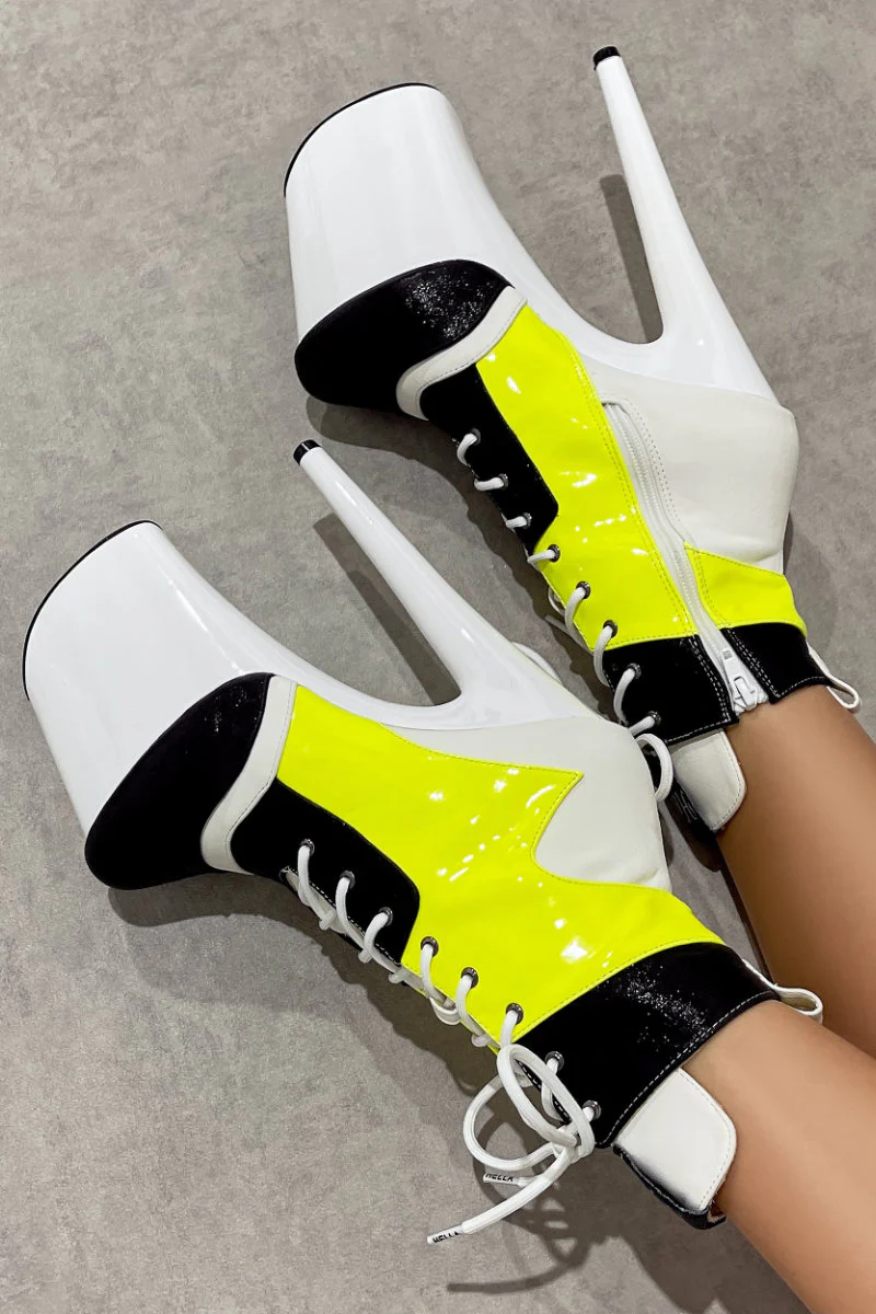 Hella Heels EmpireKicks 8inch Ankle Boots - Atomic Neon Yellow - Image 2
