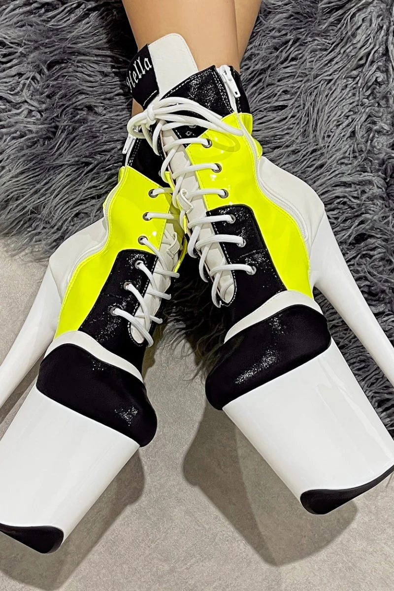 Hella Heels EmpireKicks 8inch Ankle Boots - Atomic Neon Yellow - Image 4