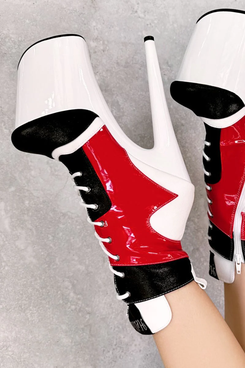 Hella Heels EmpireKicks 8inch Ankle Boots - Atomic Red - Image 5