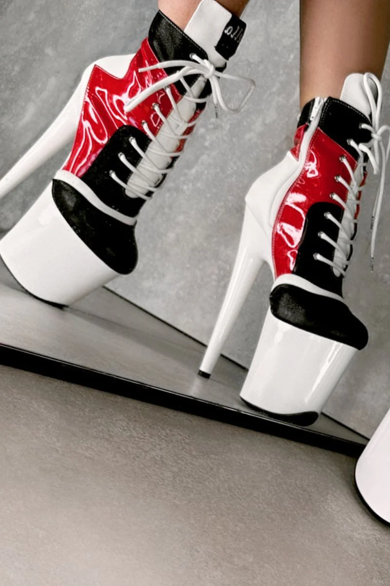 Hella Heels EmpireKicks 8inch Ankle Boots - Atomic Red - Image 6