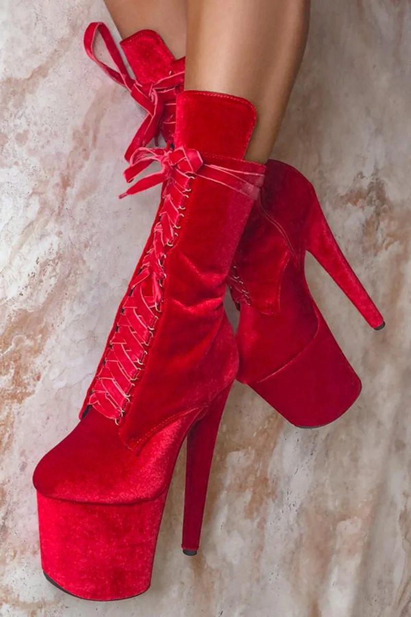 Hella Heels High BabyDoll 8inch Boots - Bad Blood - Image 4