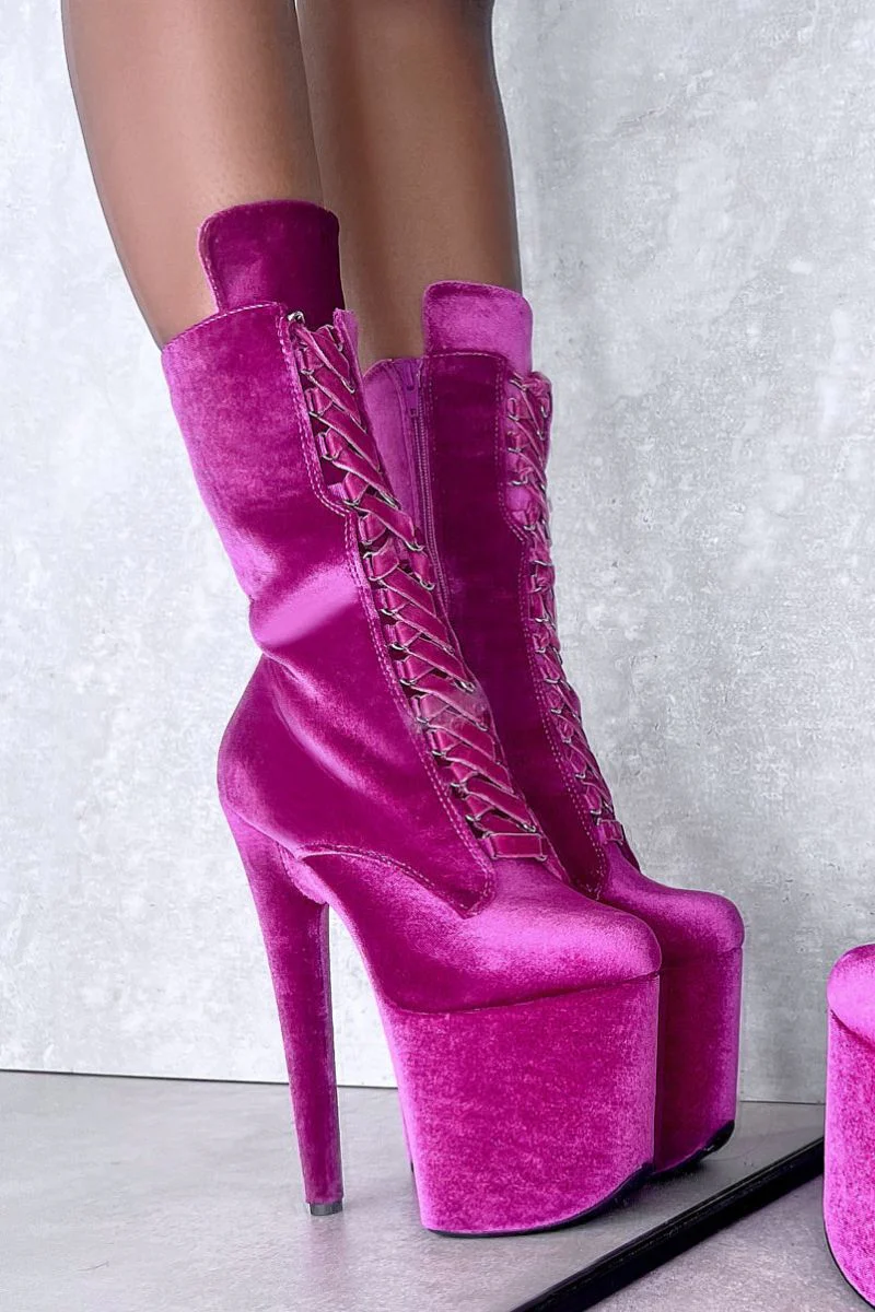Hella Heels High BabyDoll 8inch Boots - Cabaret