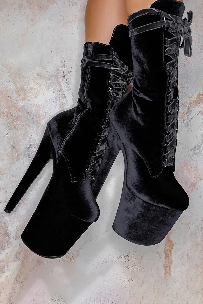 Hella Heels High BabyDoll 8inch Boots - Russian Roulette - Image 3
