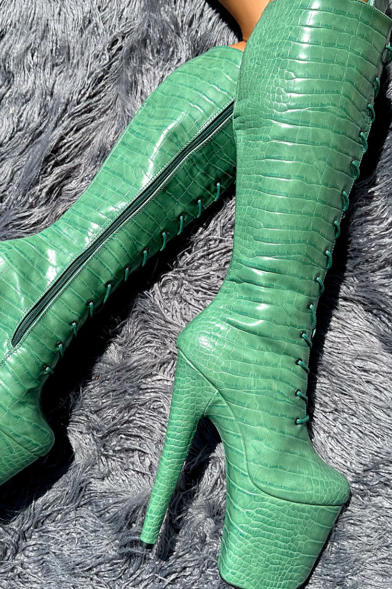 Hella Heels Jungle Knee High 8inch Boots - Killing Adam - Image 2