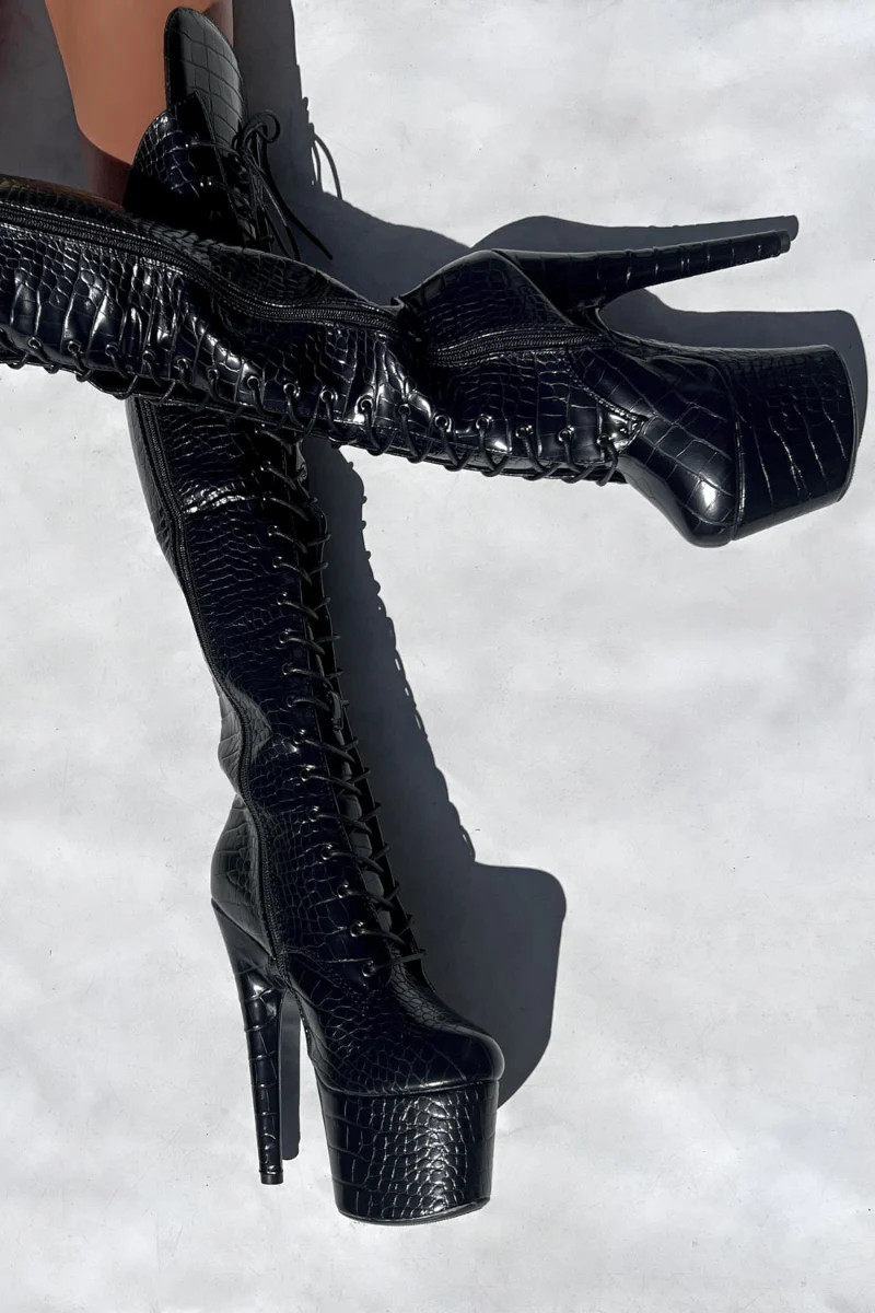 Hella Heels Jungle Over The Knee 7inch Boots - Cold Blooded - Image 4