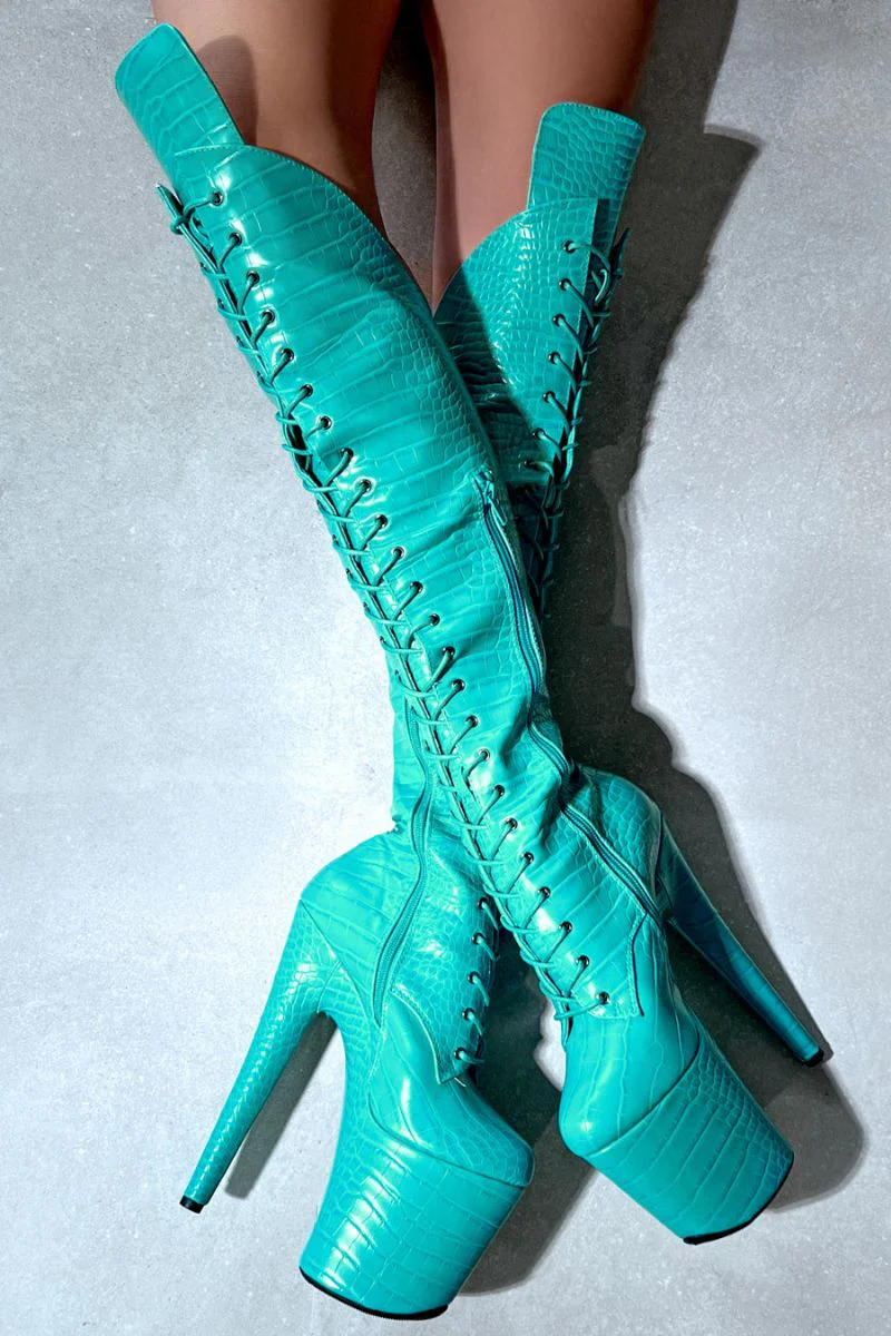 Hella Heels Jungle Over The Knee 8inch Boots - Killing Eve - Image 3
