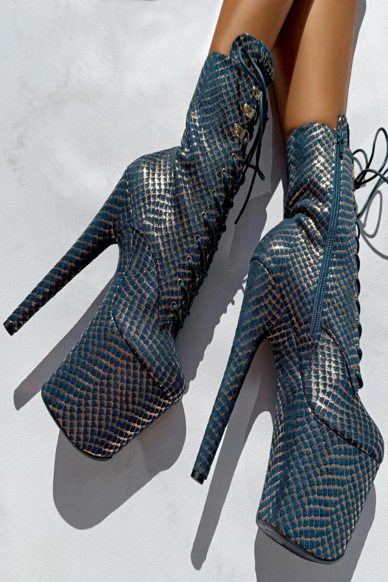 Hella Heels Khaleesi 8inch Boots - Teal - Image 2