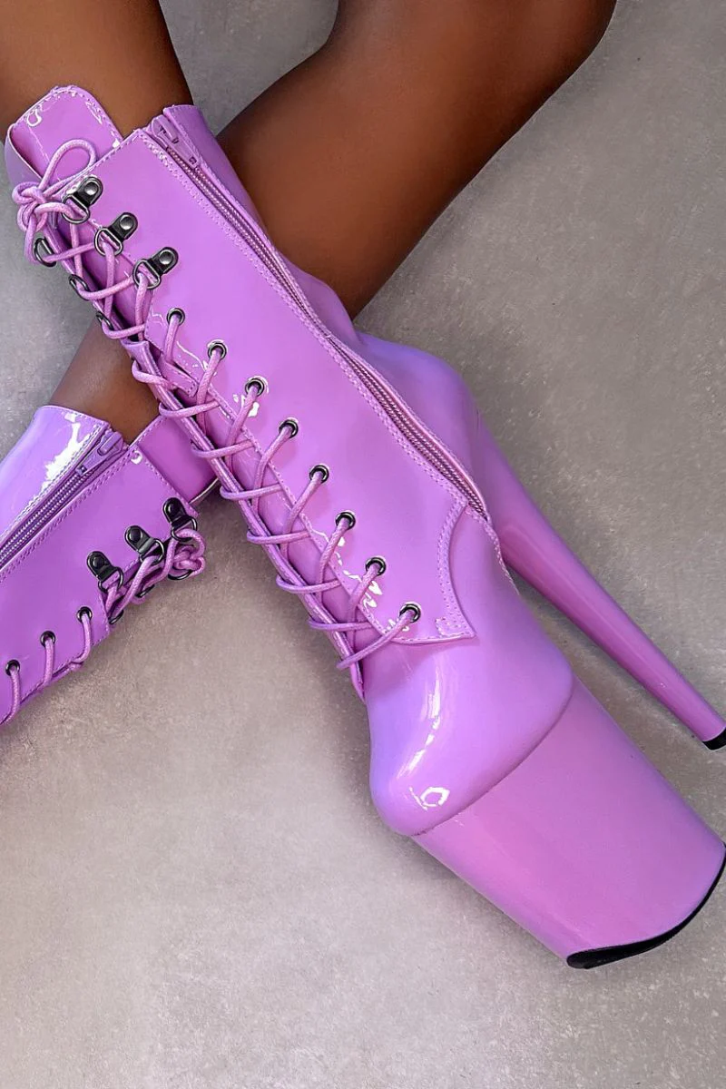 Hella Heels LipKit 8inch Boots - Grape - Image 3