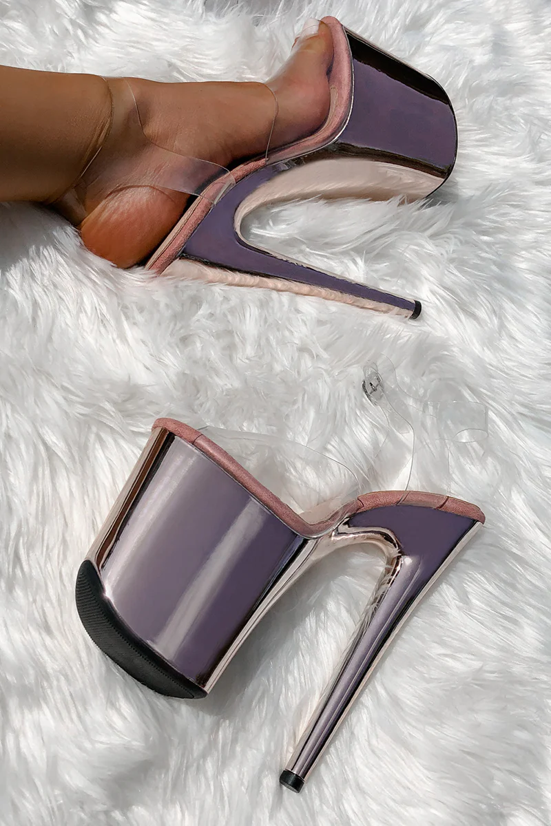 Hella Heels Metallic 8inch Classic Stilettos (New Fit) - Liquid Rose Gold - Image 3