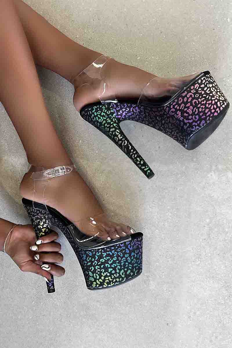 Hella Heels Moonlight Leopard 7inch Classic Stilettos - Iridescent