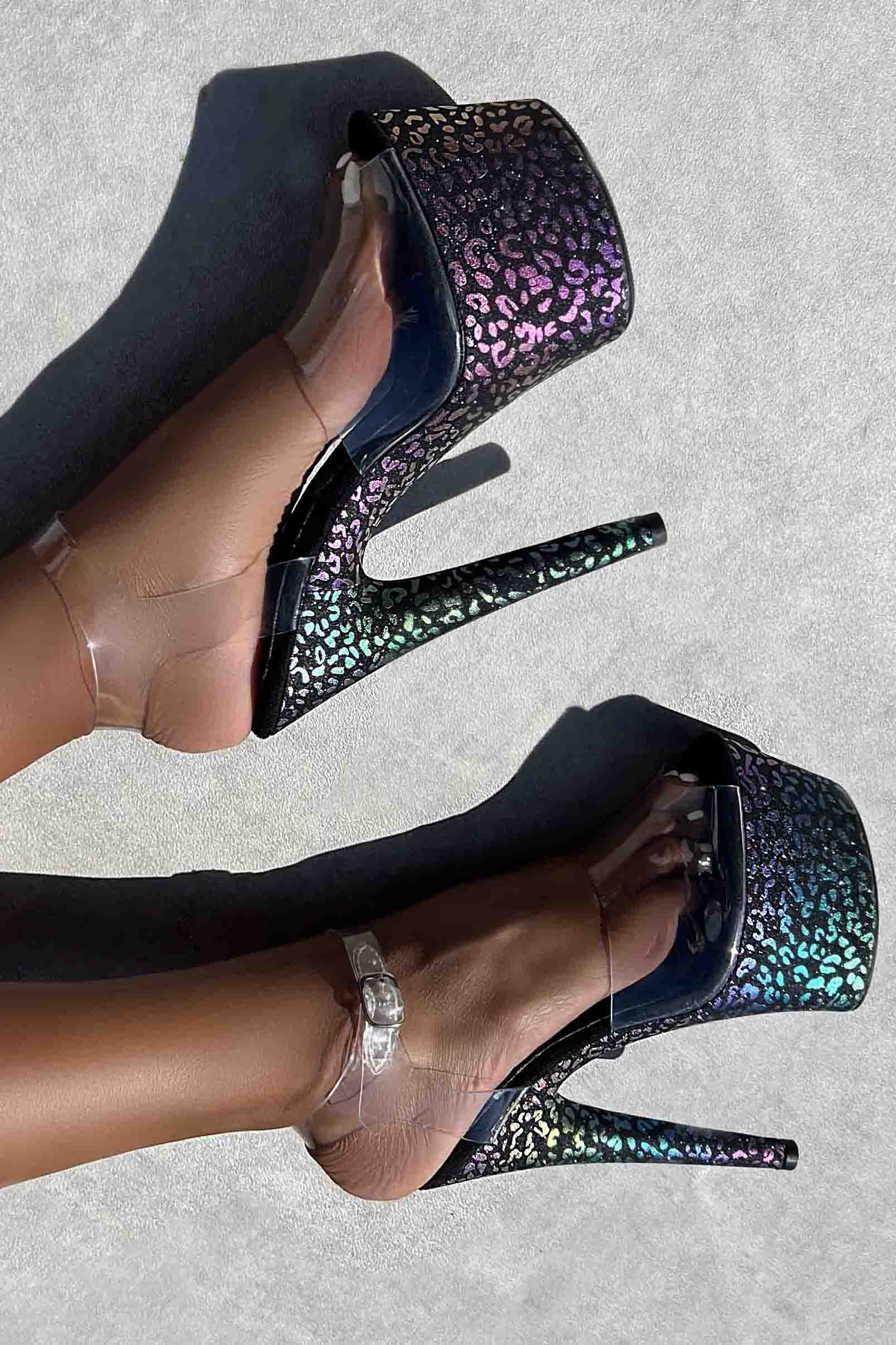 Hella Heels Moonlight Leopard 7inch Classic Stilettos - Iridescent - Image 3