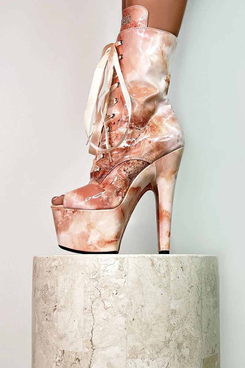 Hella Heels Renaissance Open Toe 7inch Boots - Mercy (UK2 ONLY) - Image 2