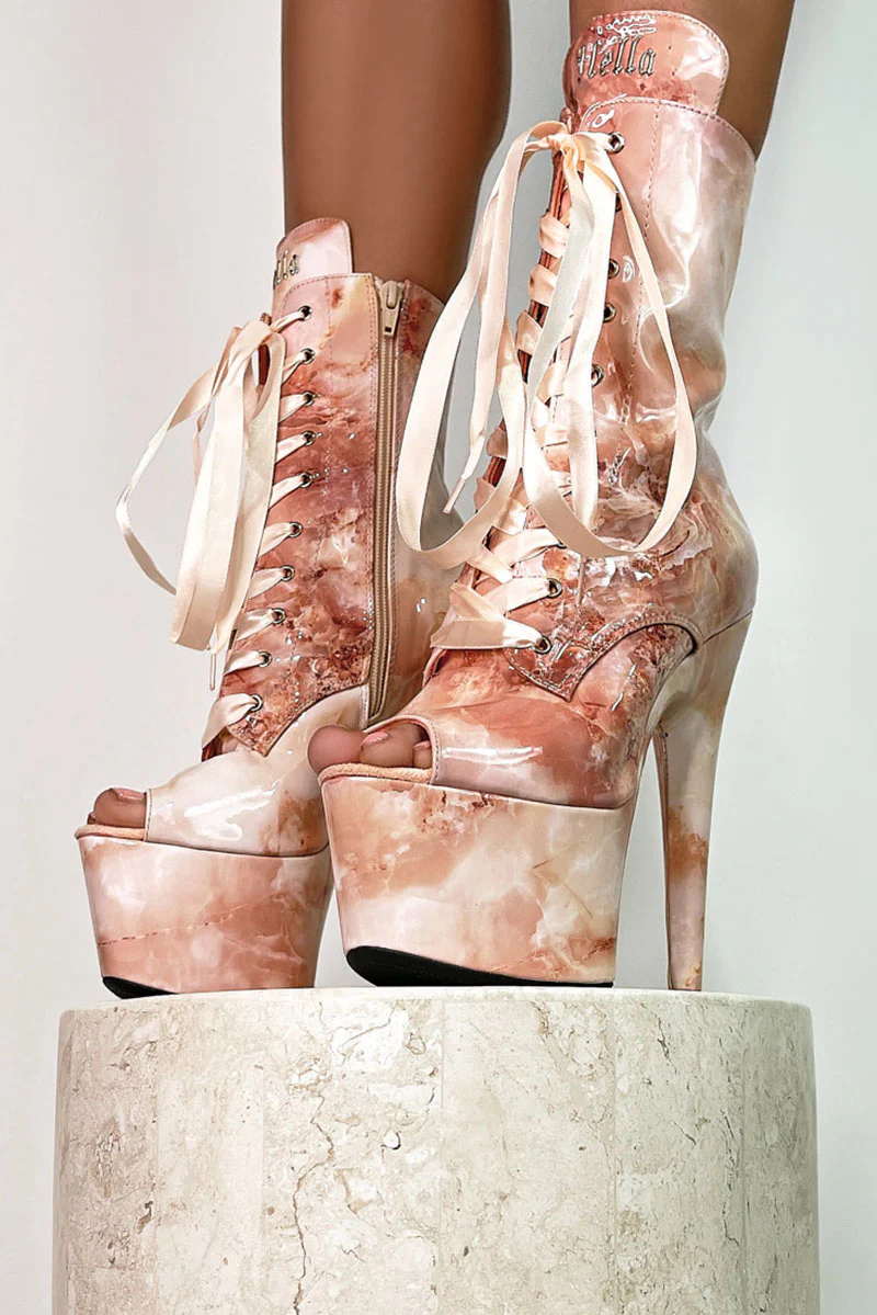 Hella Heels Renaissance Open Toe 7inch Boots - Mercy (UK2 ONLY) - Image 3