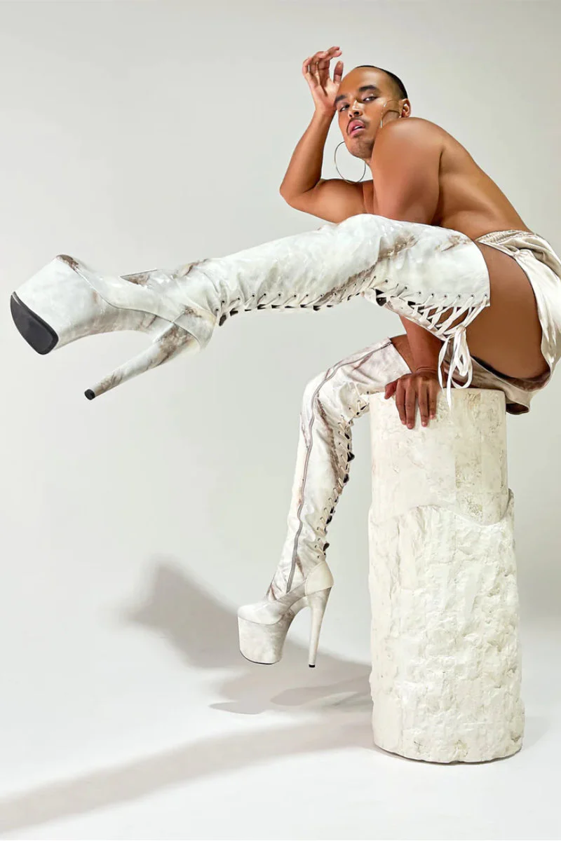 Hella Heels Renaissance Thicc Thigh High 8inch Boots - Hope - Image 2