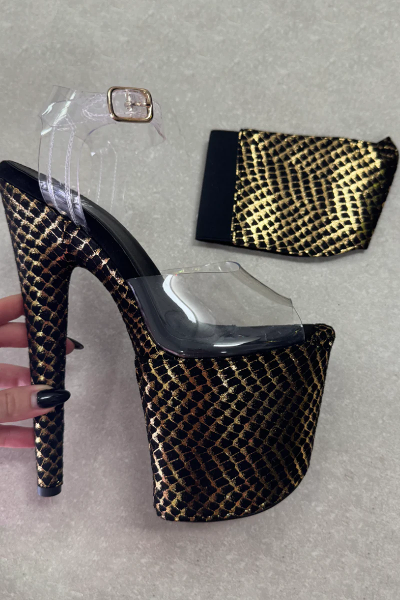 Hella Heels Stiletto & Open Toe 8inch Shoe Protectors - Khaleesi Black & Gold