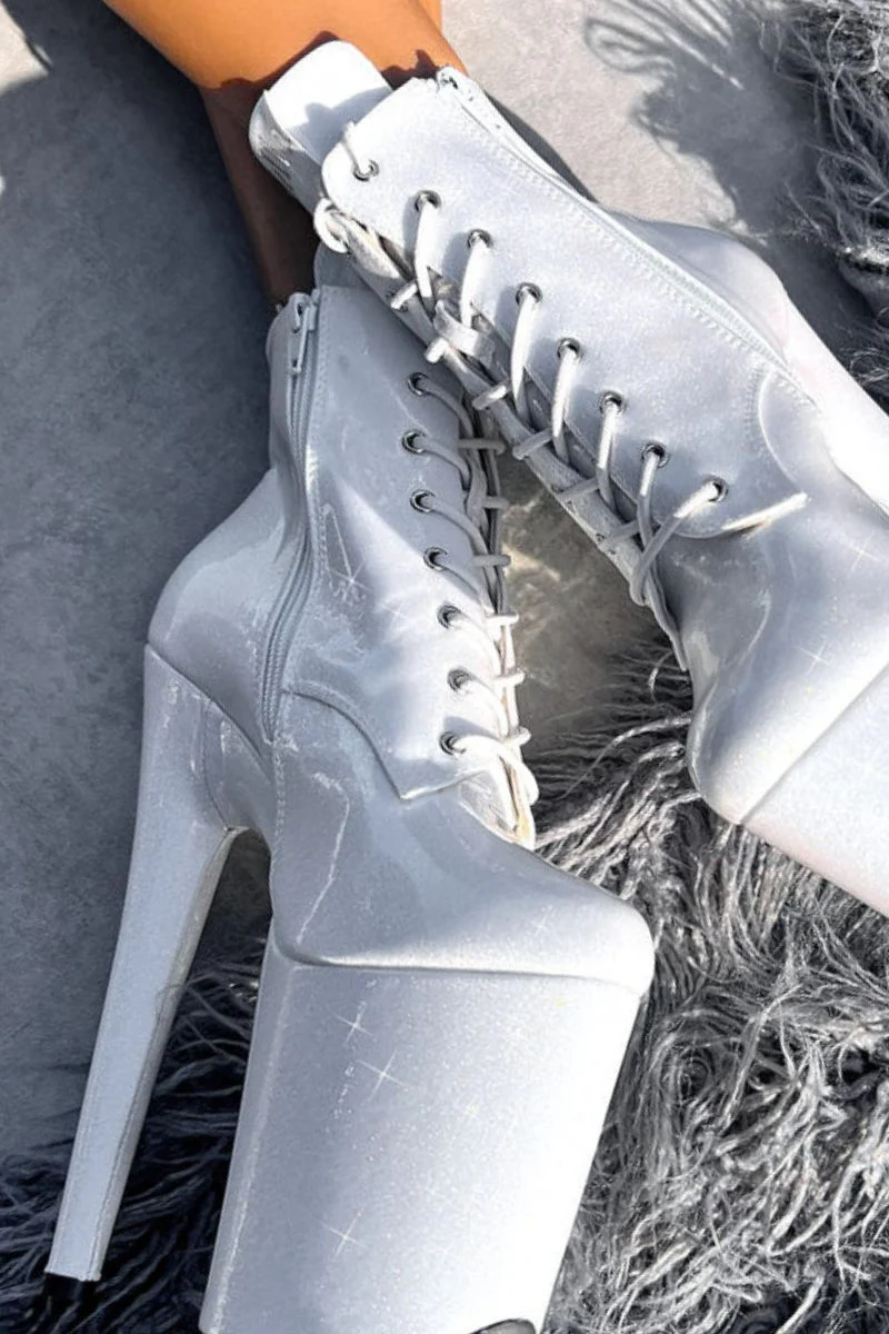Hella Heels The Glitterati 8inch Ankle Boots - Snow Kween - Image 4