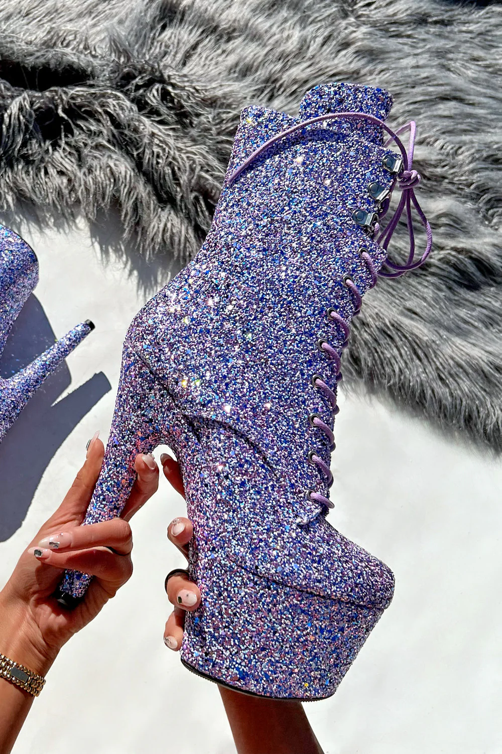 Hella Heels The Glitterati XTRA 7inch Boots - Confetti - Image 2