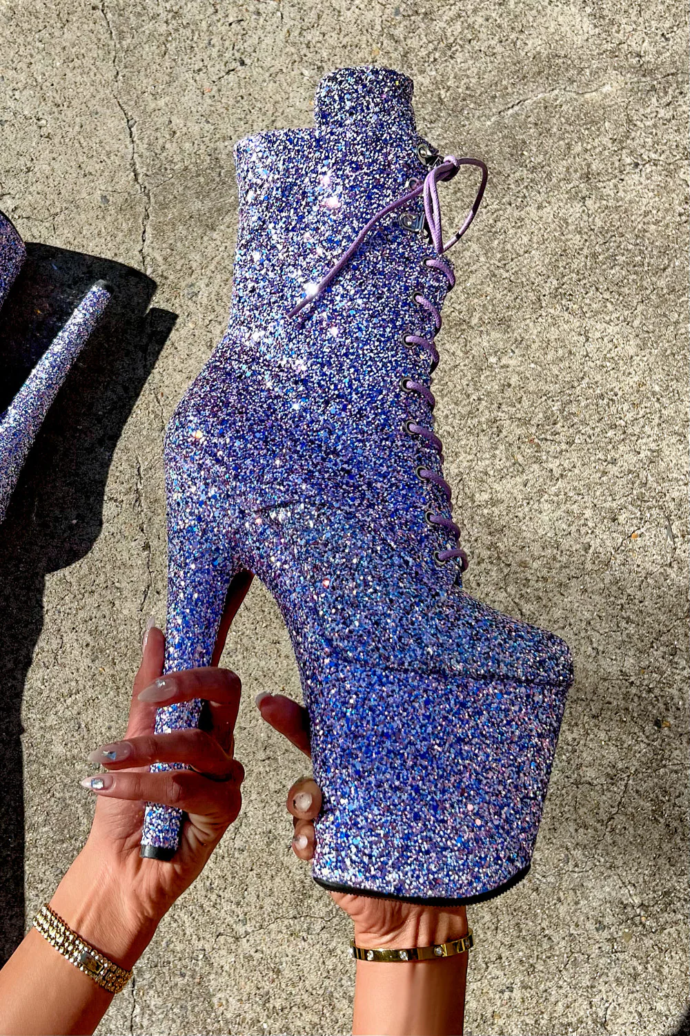 Hella Heels The Glitterati XTRA 8inch Boots - Confetti - Image 2