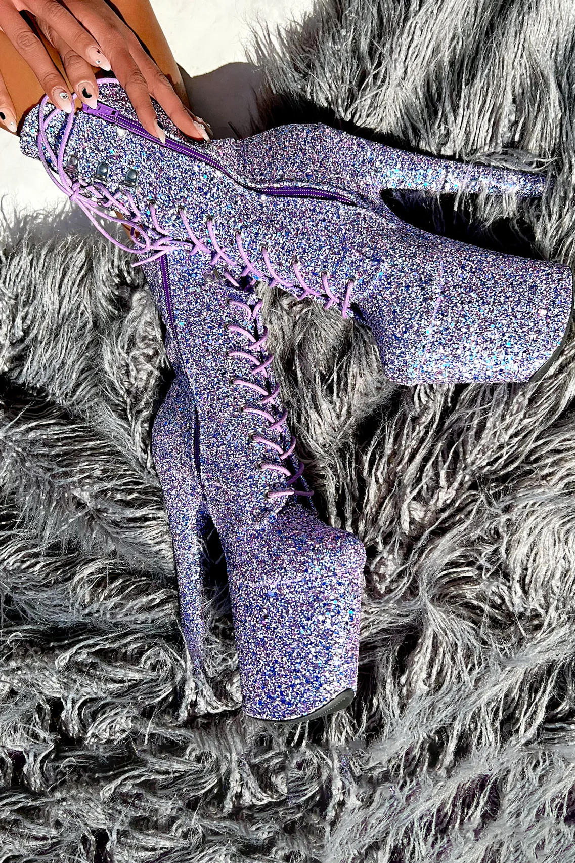 Hella Heels The Glitterati XTRA 8inch Boots - Confetti - Image 3
