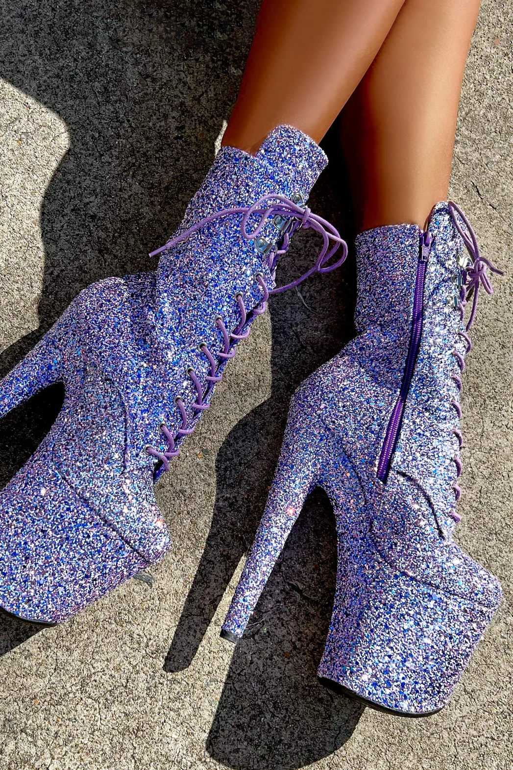 Hella Heels The Glitterati XTRA 8inch Boots - Confetti - Image 4