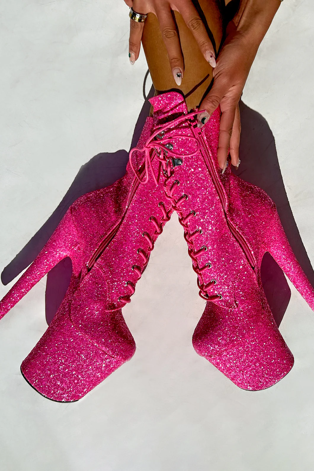Hella Heels The Glitterati XTRA 8inch Boots - Kitty Pink - Image 4