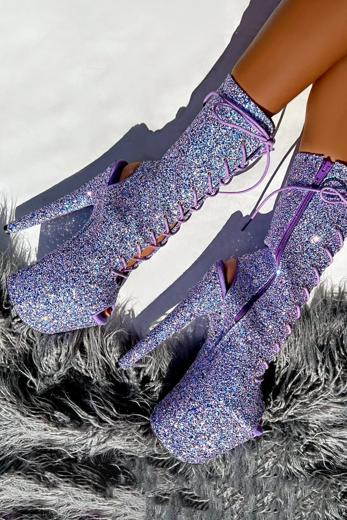 Hella Heels The Glitterati XTRA OHOT 8inch Boots - Confetti - Image 3