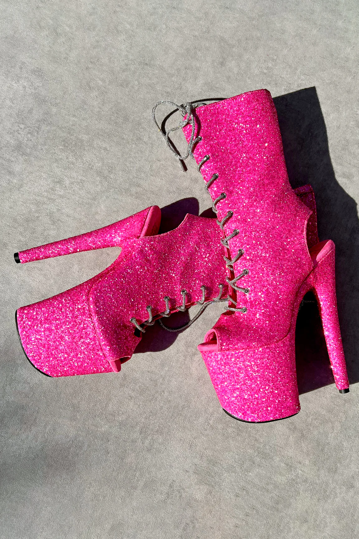 Hella Heels The Glitterati XTRA OHOT 8inch Boots - Kitty Pink - Image 5