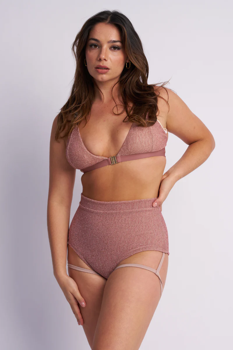 Lunalae Follow Me Bra - Rose Gold Lurex