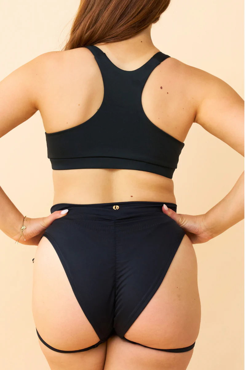 Lunalae High Cut Garter Shorts - Black - Image 2