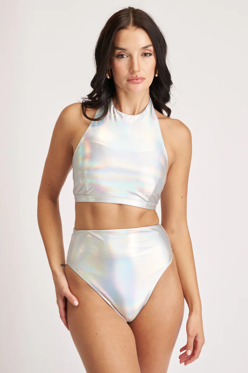 Lunalae High Cut Shorts - Metallic Silver - Image 3