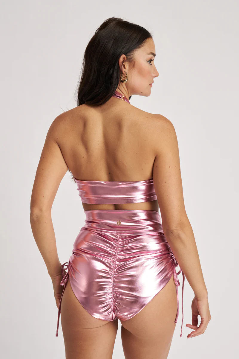 Lunalae High Neck Top - Metallic Baby Pink - Image 2
