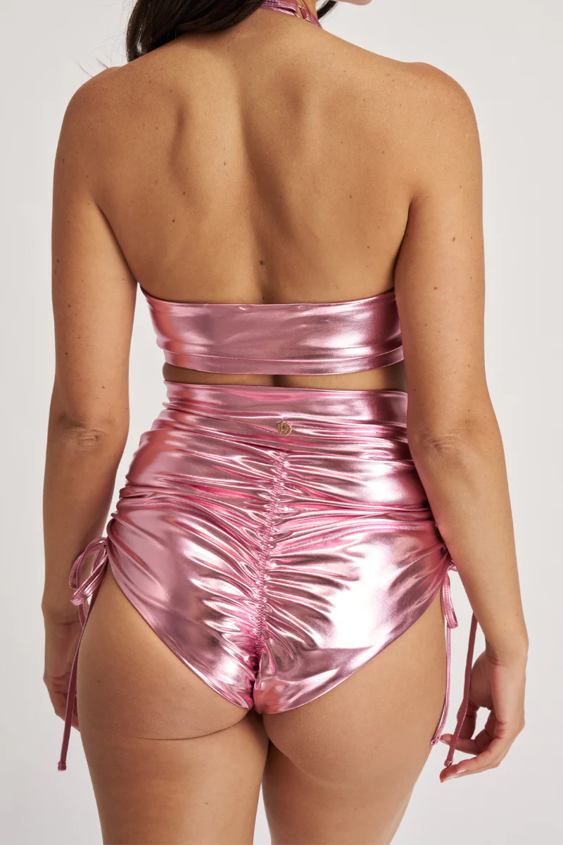 Lunalae High Neck Top - Metallic Baby Pink - Image 4