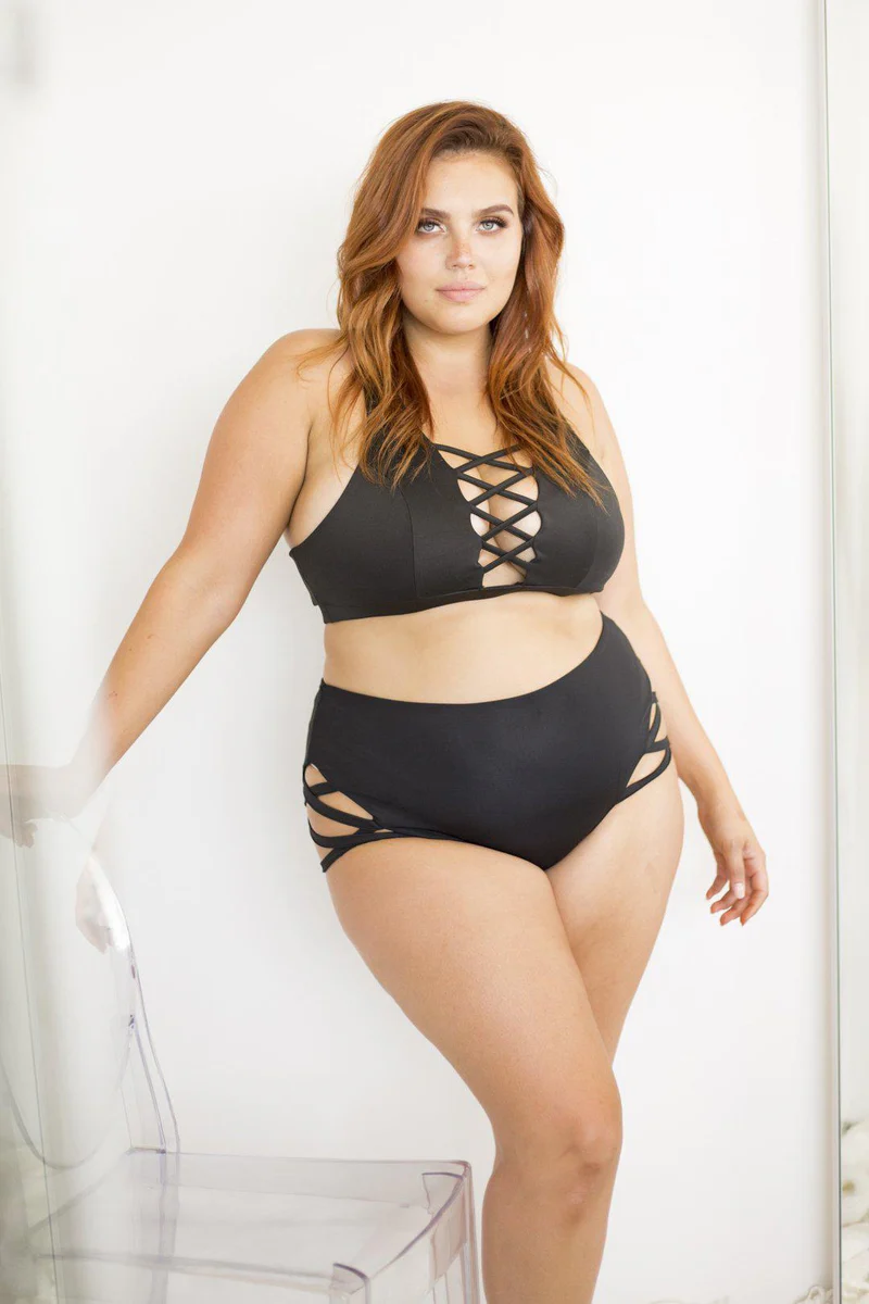 Lunalae High Waist Cross Section Shorts - Black - Image 5