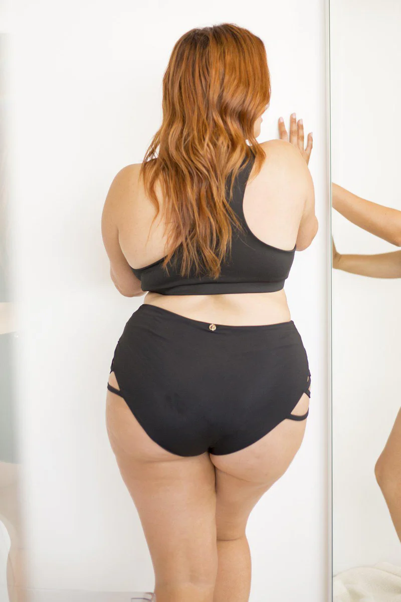 Lunalae High Waist Cross Section Shorts - Black - Image 6