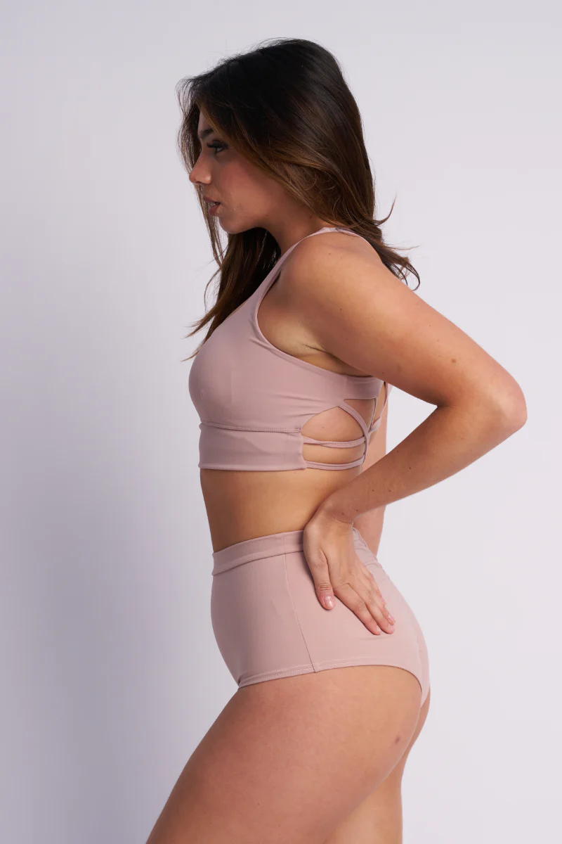 Lunalae High Waist Shorts - Taupe - Image 3