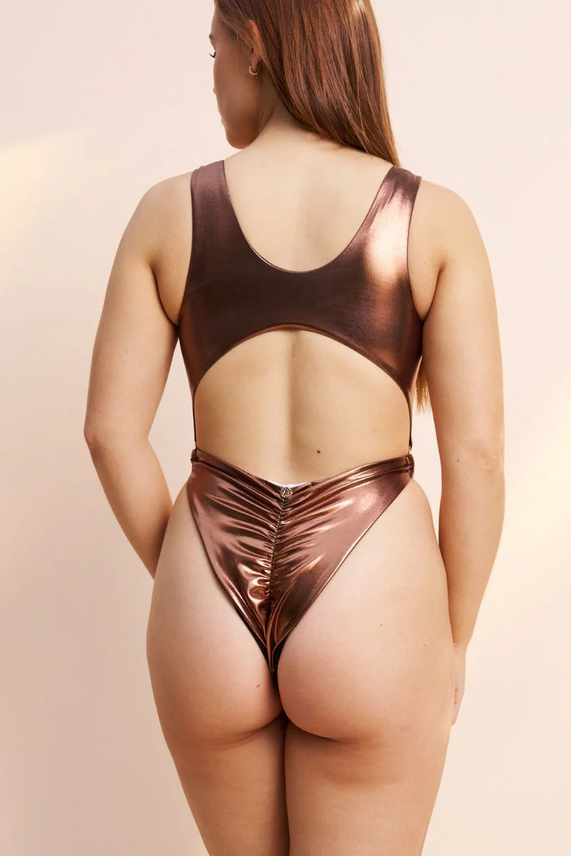 Lunalae Kenzie High Cut Bodysuit - Bronze - Image 3